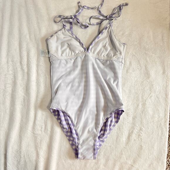 Kona Sol Purple Plaid One-Piece Bathing Suit Small - Picture 10 of 10